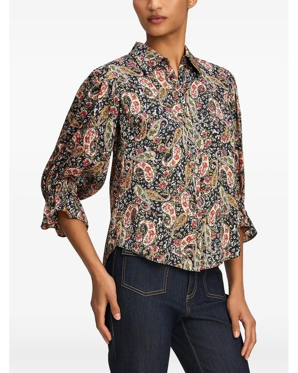 Cinq À Sept Black Fiona Paisley-Print Shirt