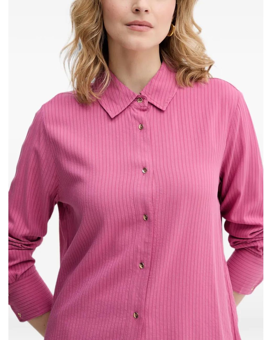 Benetton Pink Vertical-Stripe Long-Sleeve Shirt