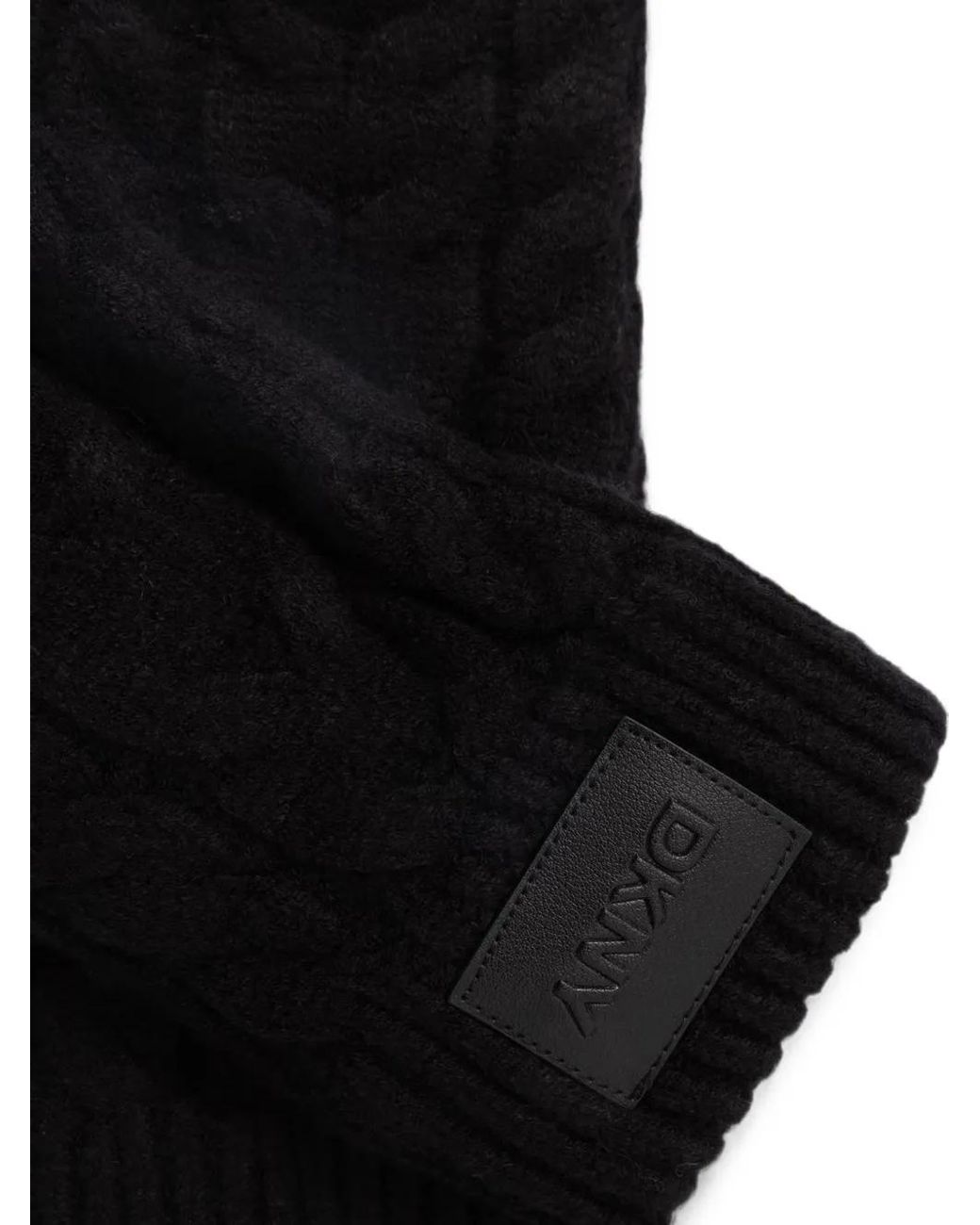 DKNY Black Logo-Patch Gloves