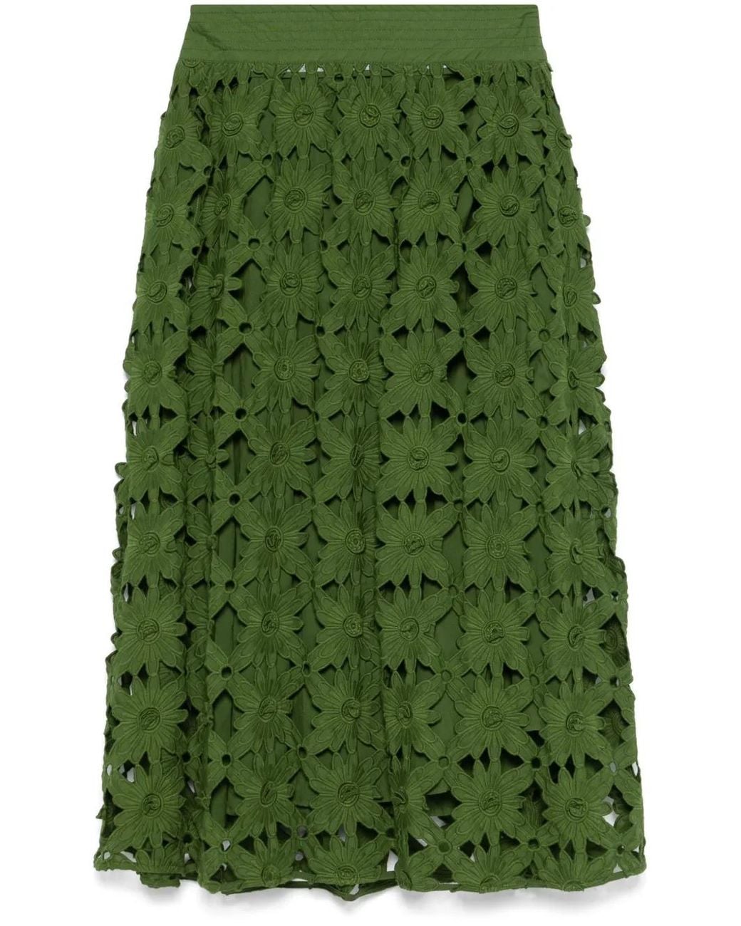 Farm Rio Green Richilieu Midi Skirt