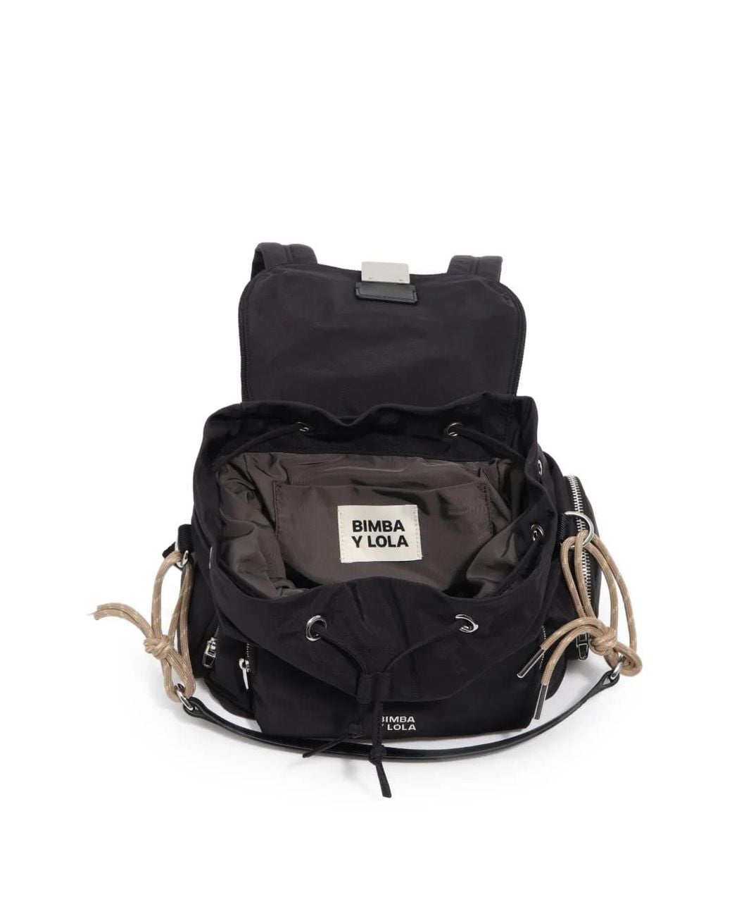 Bimba Y Lola Black Large Nylon Pocket Backpack