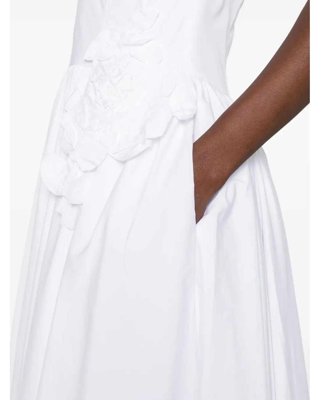 Prada White Midi V-Neck Floral Dress