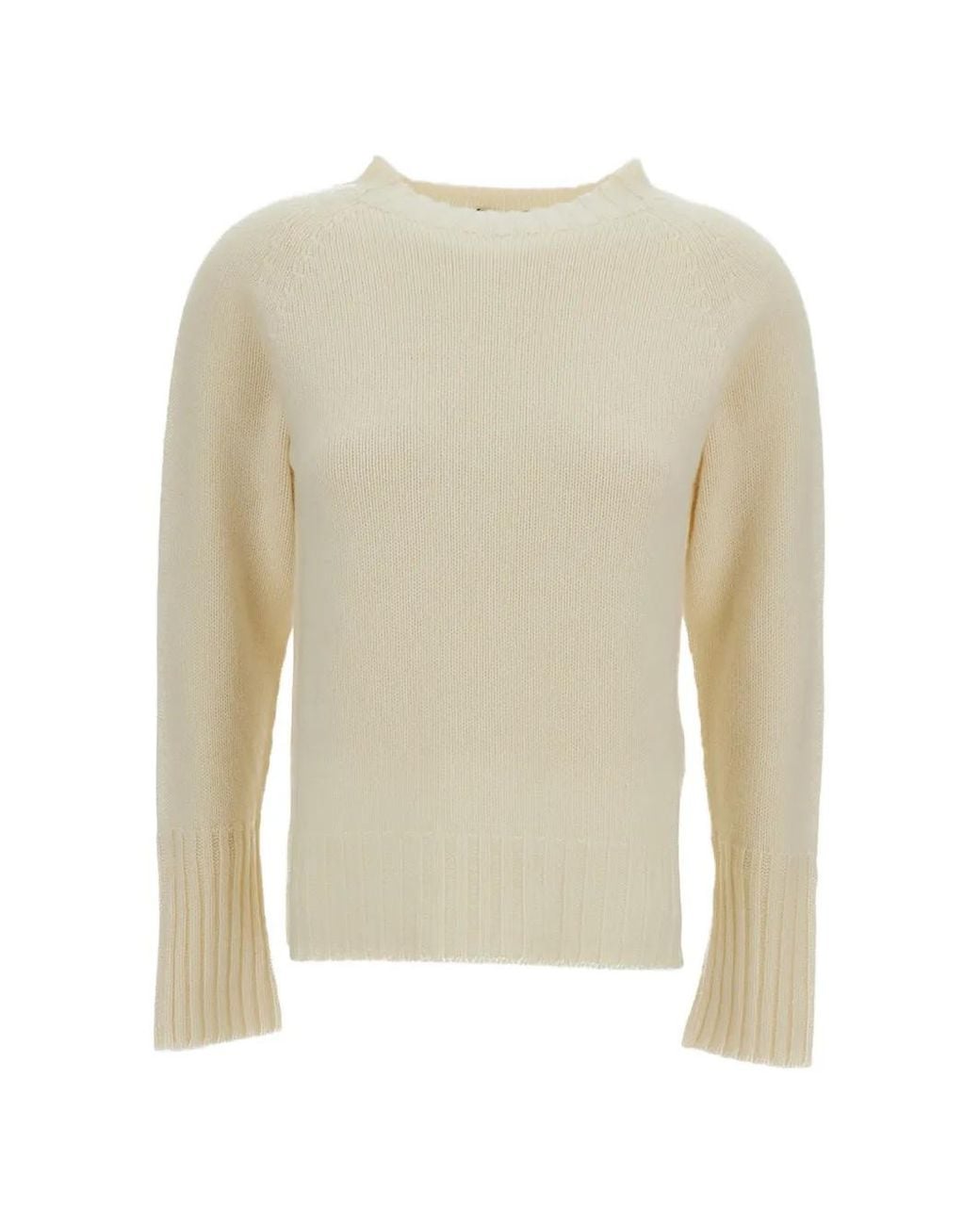 Drumohr White Raglan-Sleeve Cashmere Sweater