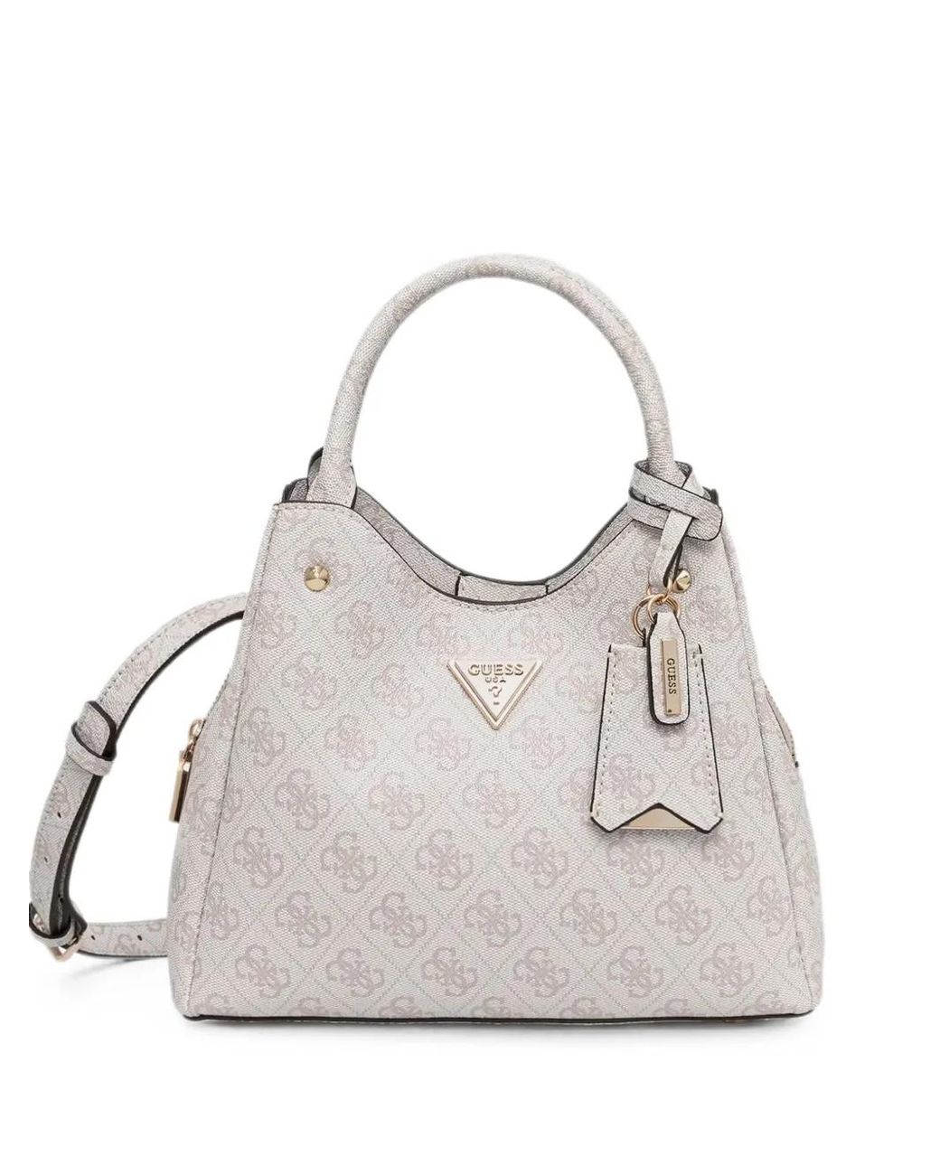 Guess White Monogram-Pattern Logo-Plaque Tote Bag