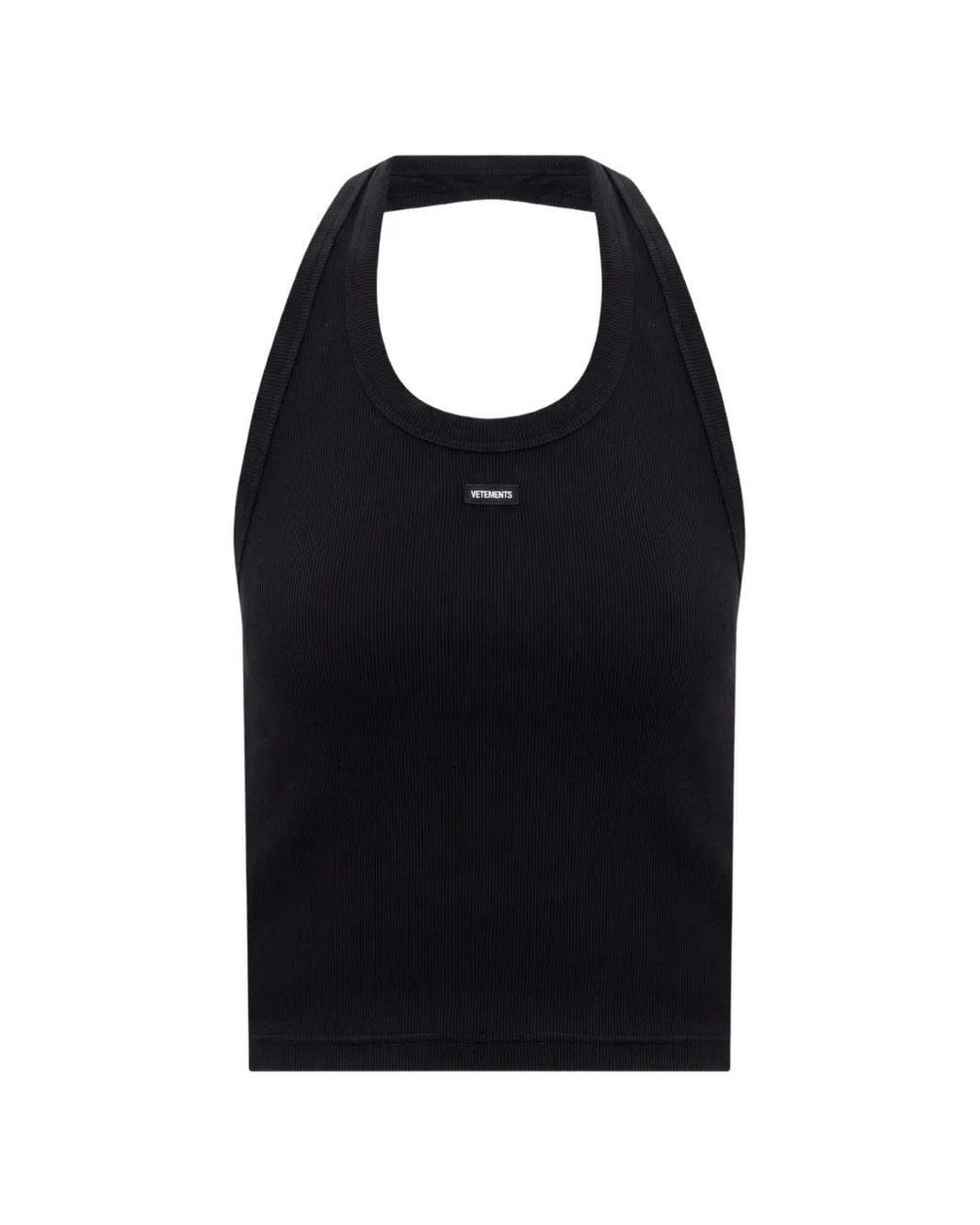 Vetements Black Ribbed-Knit Halterneck Tank Top