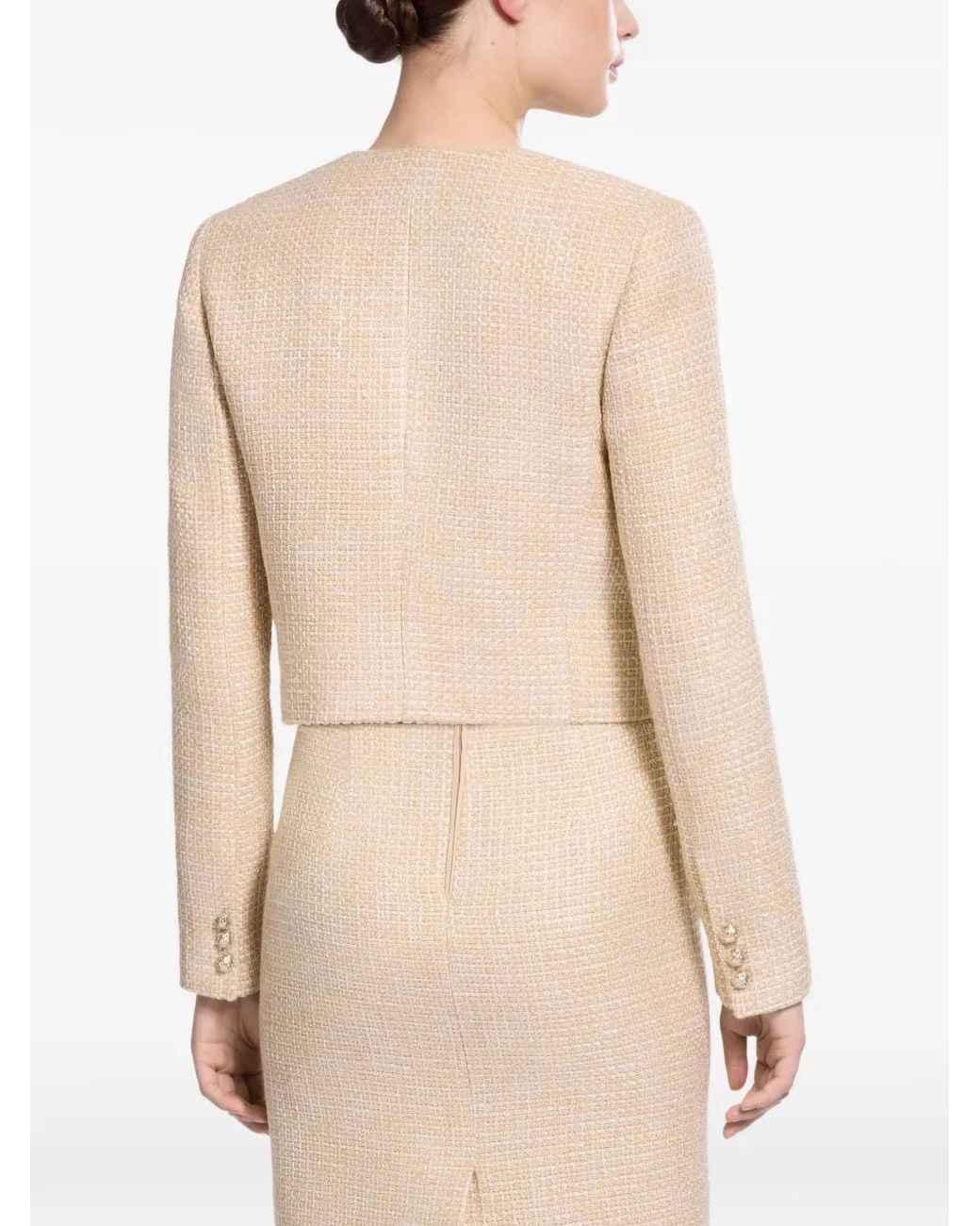 Veste En Tweed À Imprimé Peau De Python Elie Saab en coloris Natural