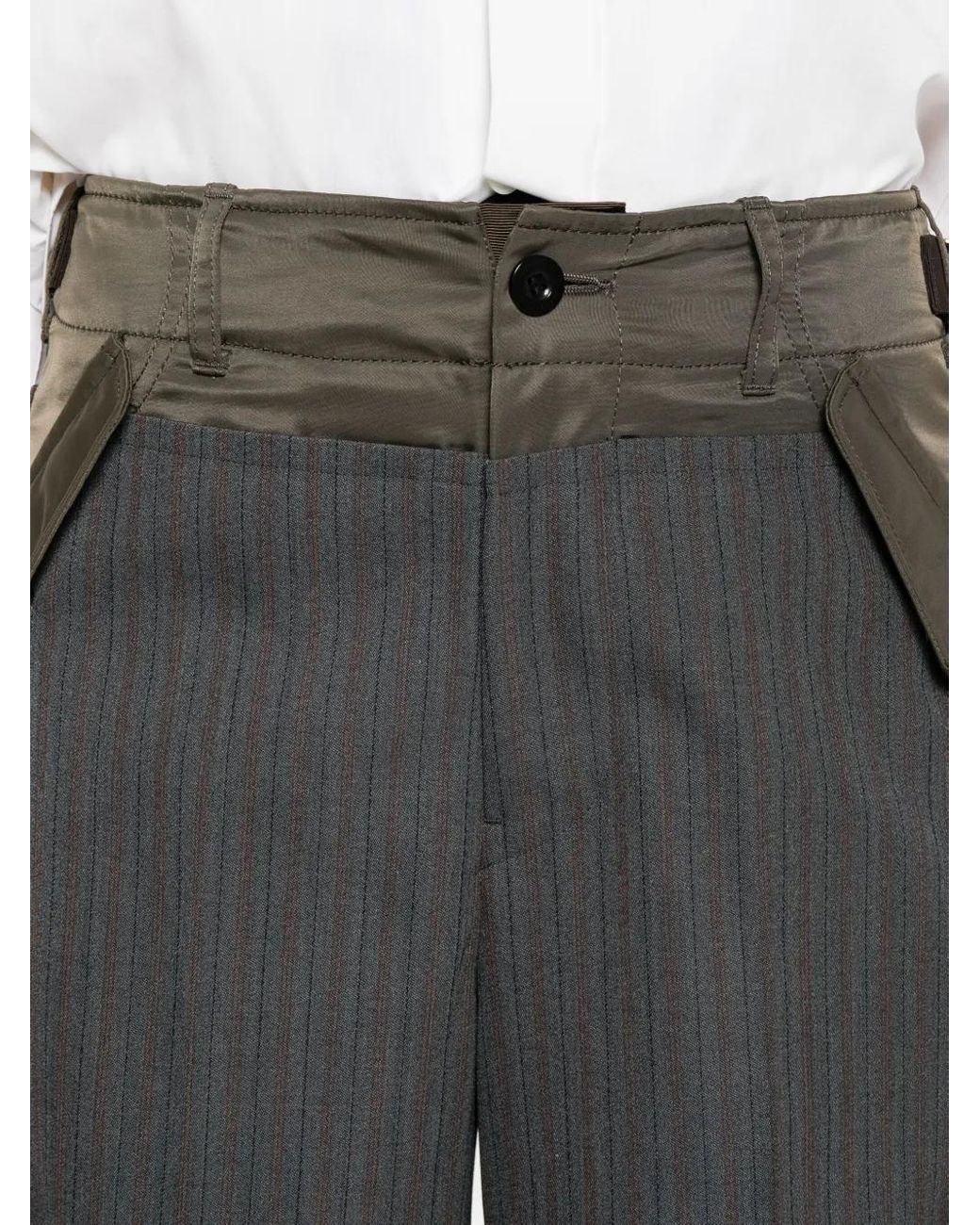 Sacai Gray Pinstripe Panelled Trousers