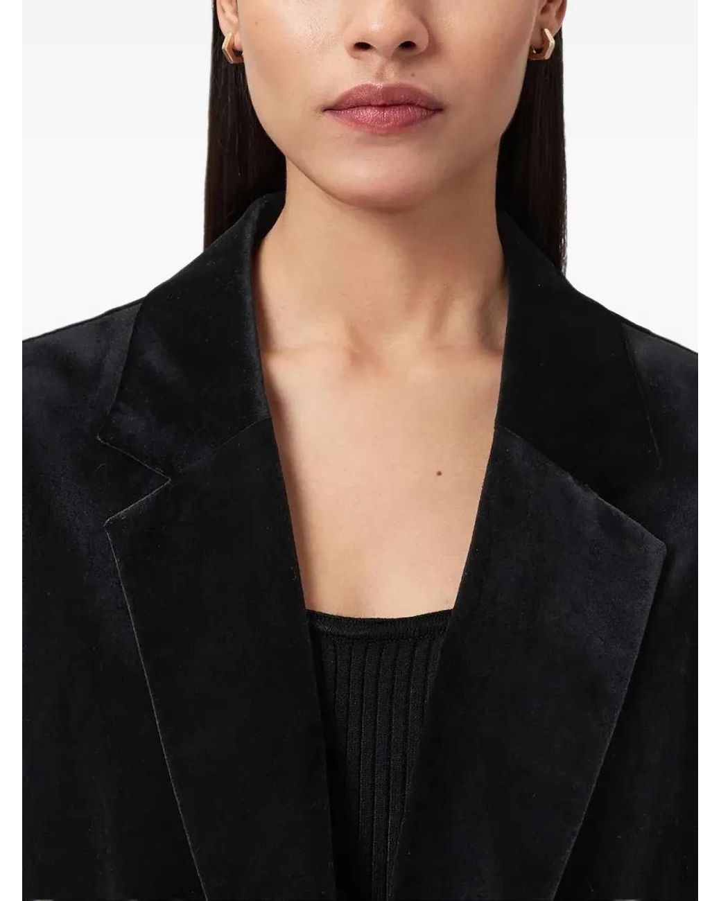 AllSaints Black Aleida Lapel-Collar Blazer