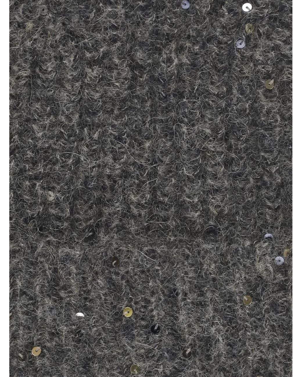 Panicale Gray Sequin-Embellished Ribbed Beanie Hat