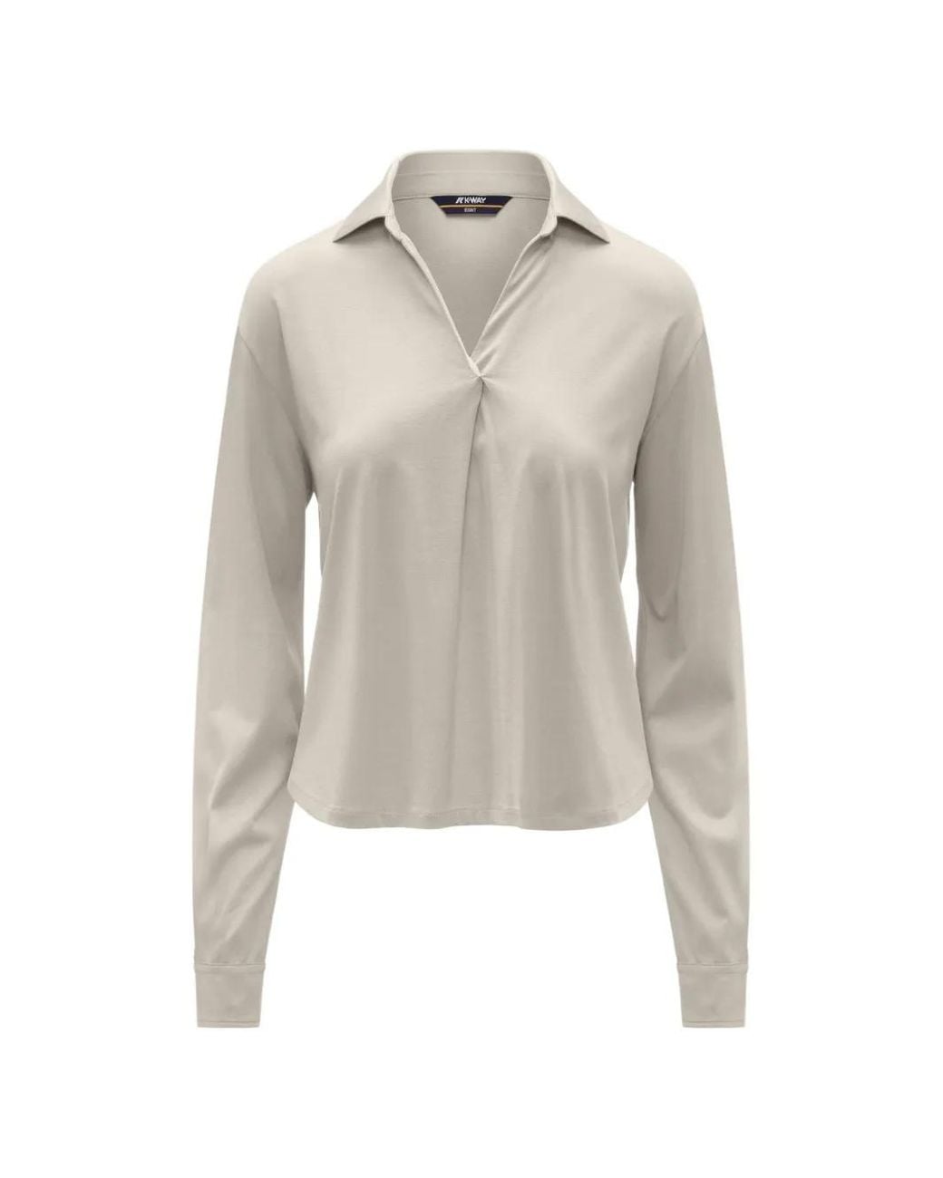K-Way White Grenerie Twist-Detail Long-Sleeve Blouse