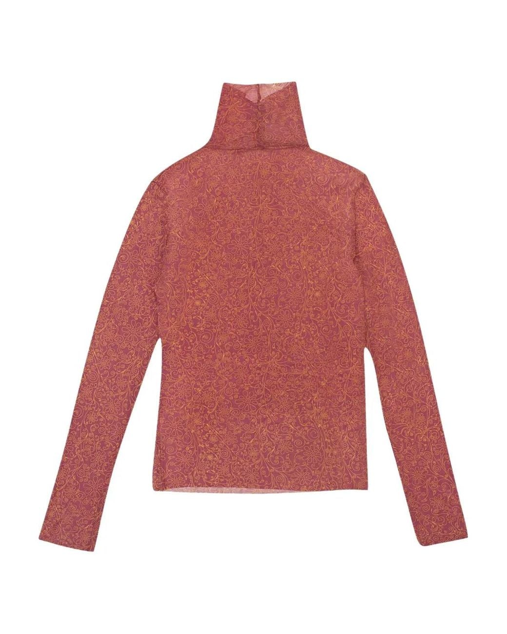 CALLIPYGIAN Red Mesh Roll-Neck Top