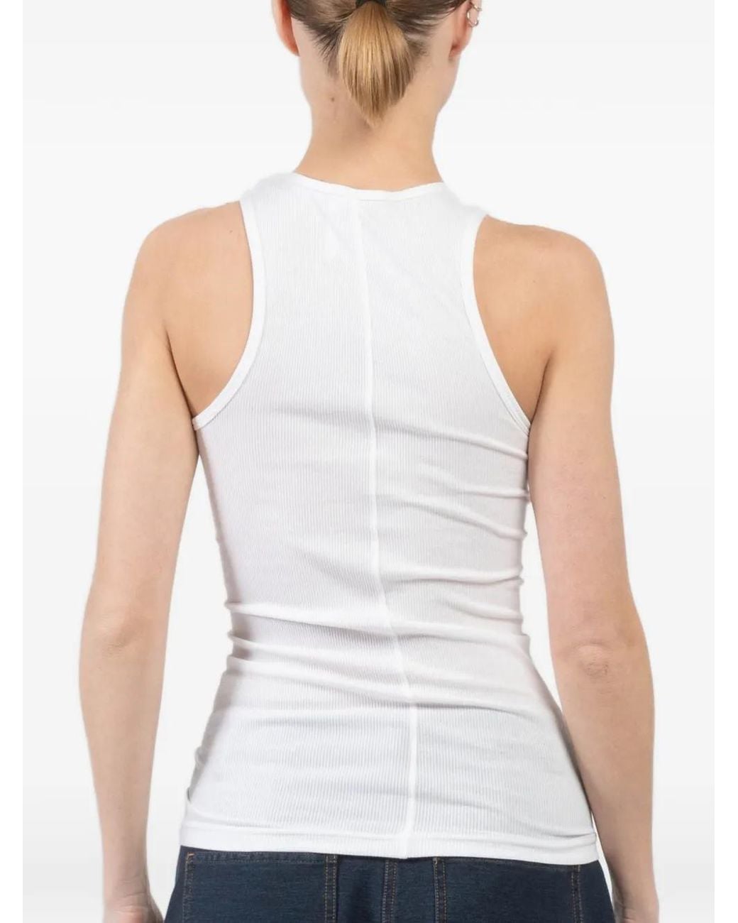 Tibi White Ribbed Tank Top
