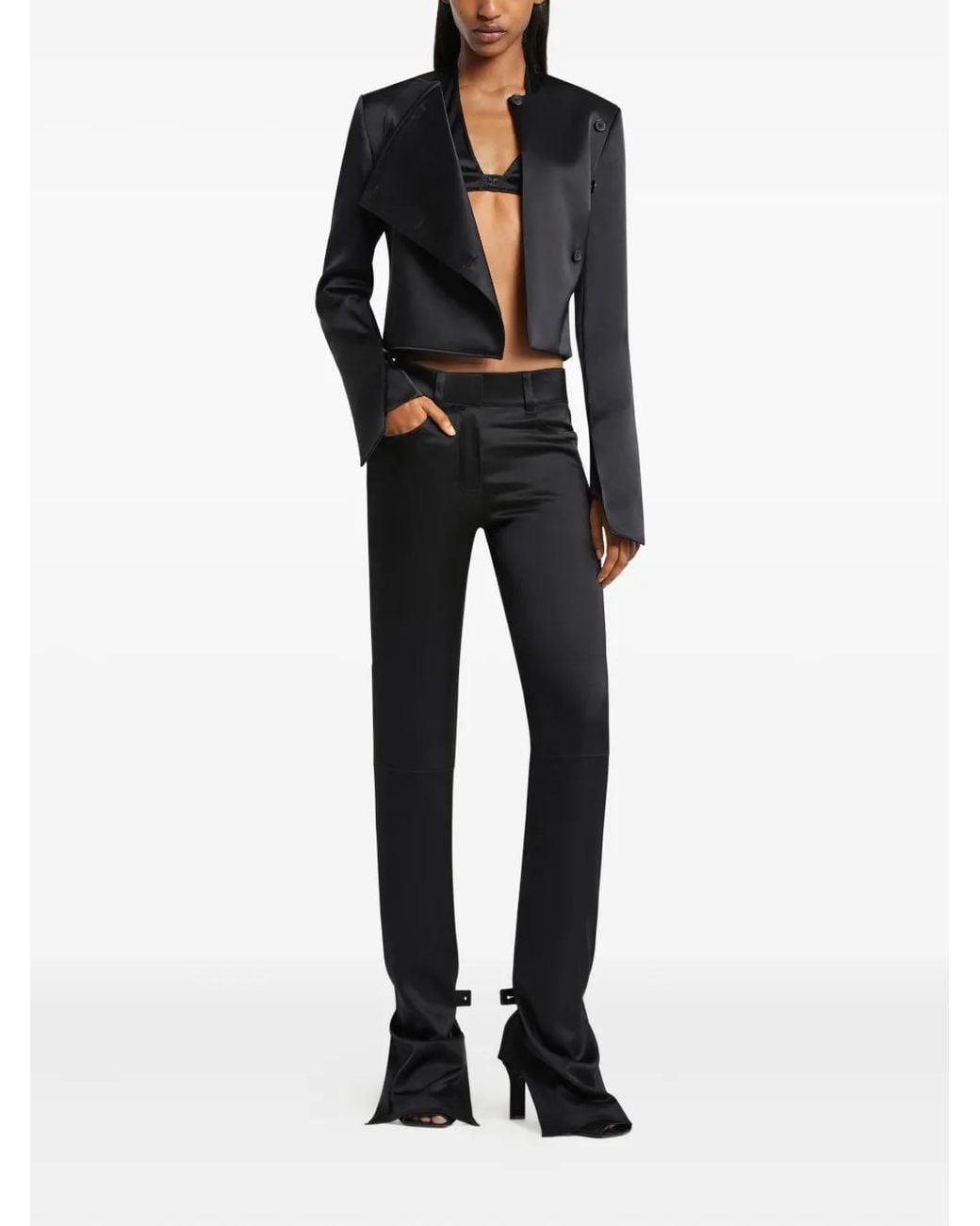 Courreges Black Satin Bootcut Pants