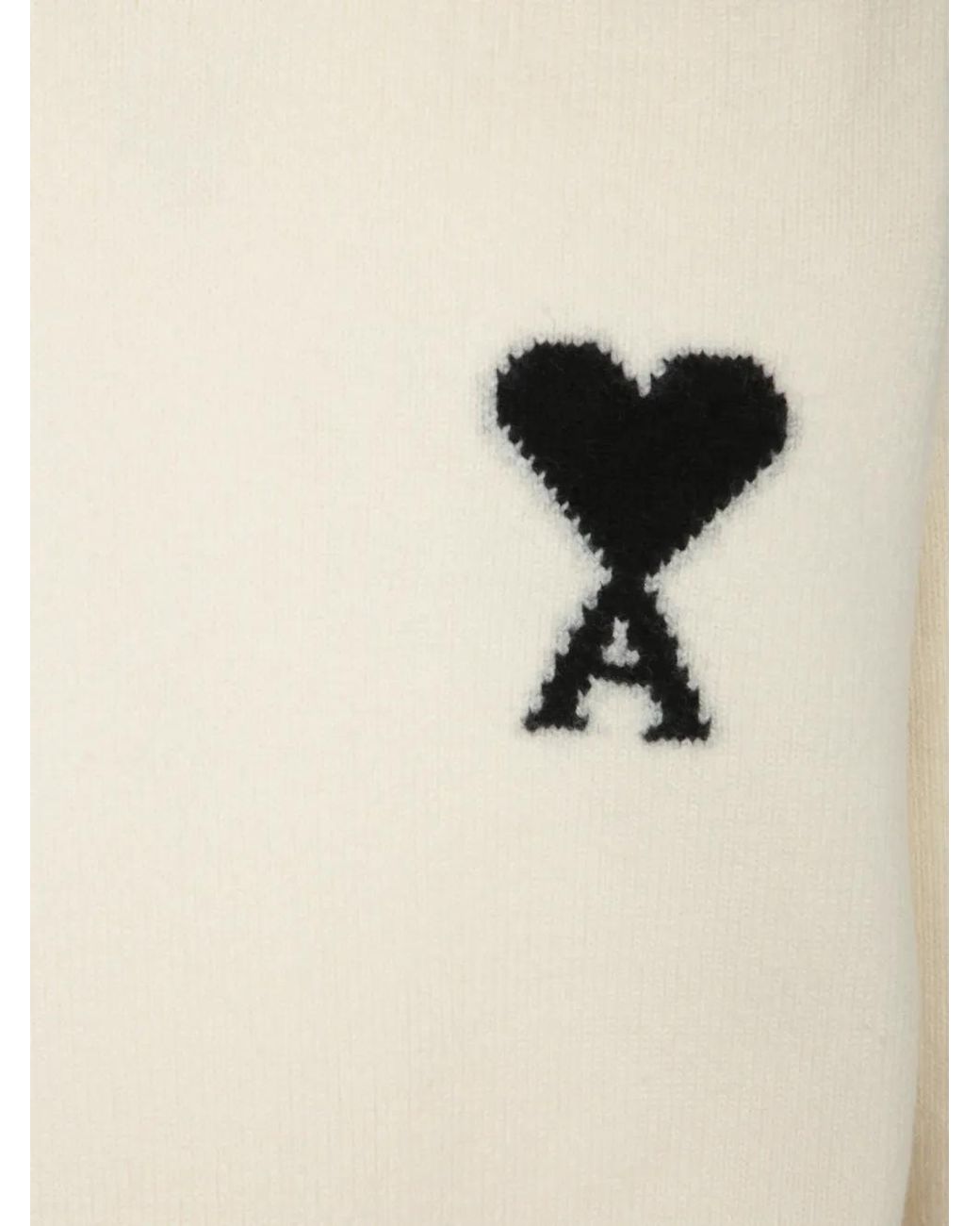 AMI White Ami De Coeur Logo Turtle-Neck Sweater