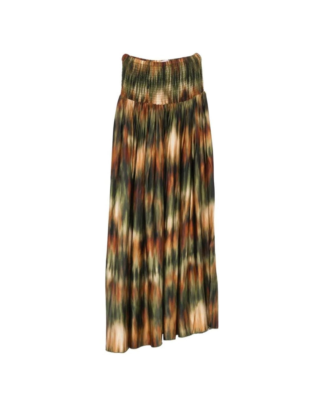 CONNOR & BLAKE Natural Abstract-Print Smocked-Waist Maxi Skirt