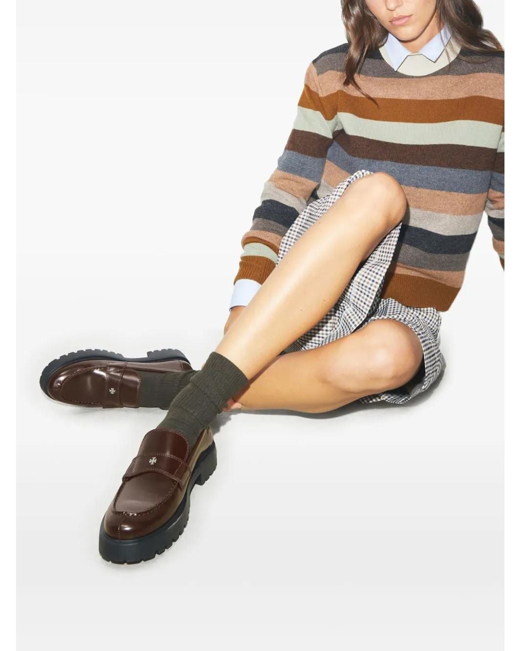 Tory Burch Brown Classic Lug Loafers