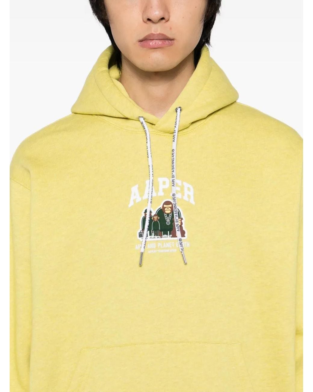 Aape By A Bathing Ape Yellow Logo-Patch Hoodie for men