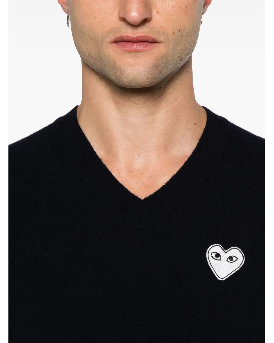COMME DES GARÇONS PLAY Blue Heart-Embroidered Sweater