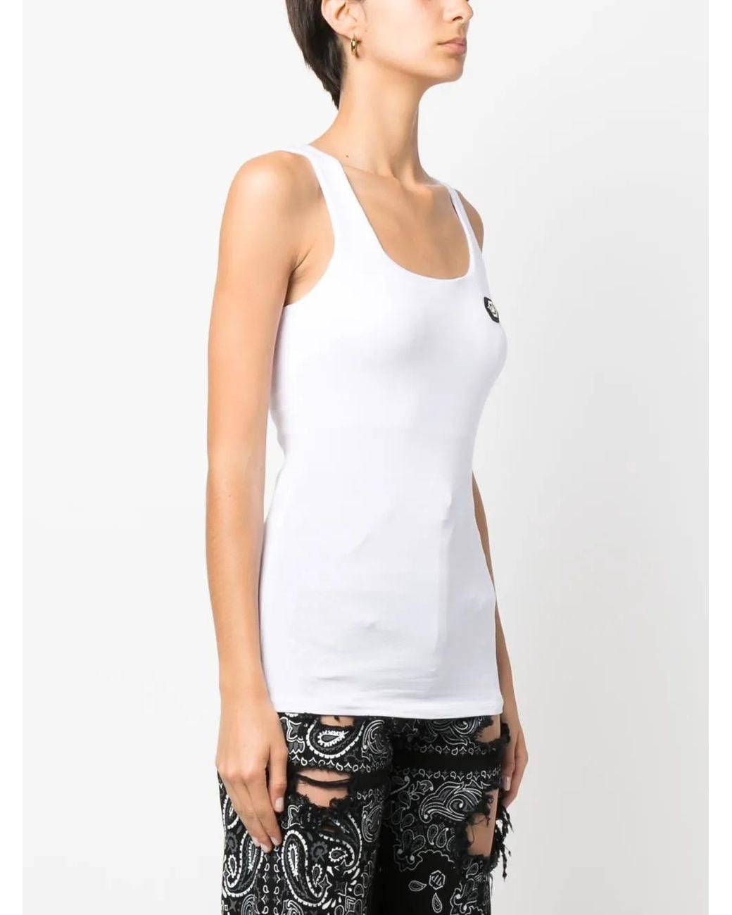 Philipp Plein White Logo-Patch Tank Top