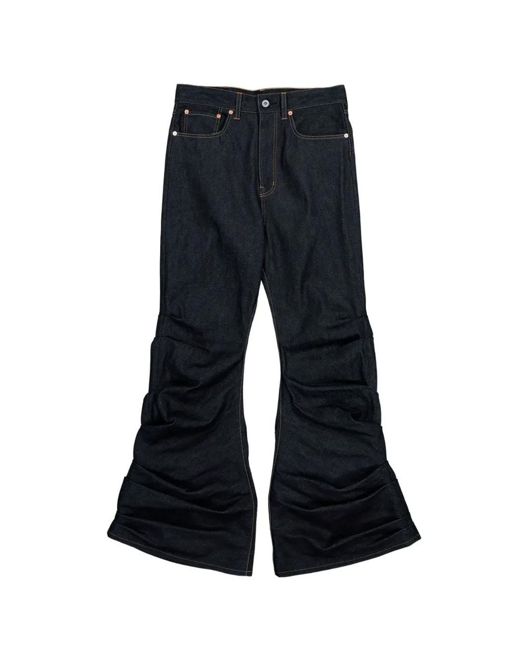 Junya Watanabe Blue Bunched-Hem Flared Jeans for men