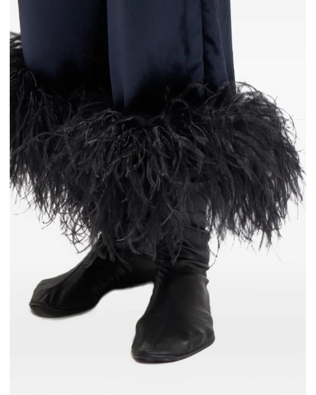 16Arlington Blue Joelle Feather-Trim Trousers