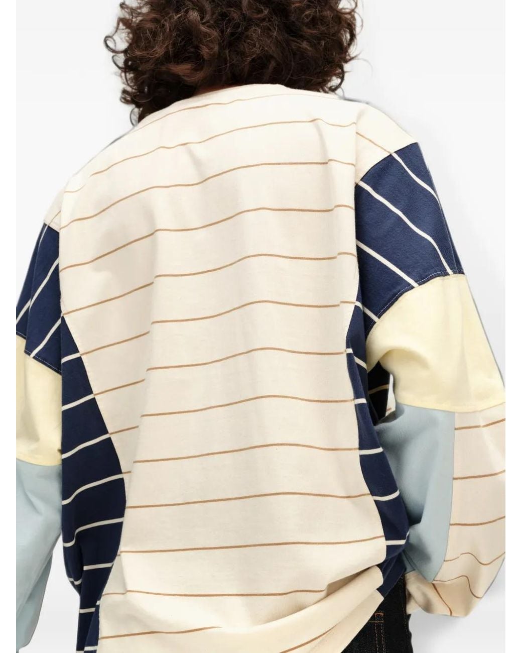 Bimba Y Lola Blue Ivory Multi-Striped Oversize T-Shirt