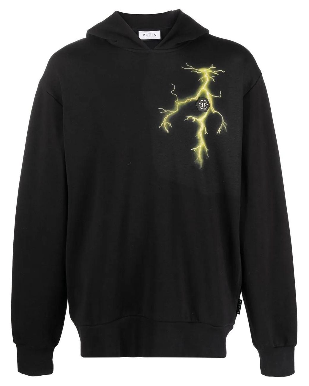 Philipp Plein Black Gothic-Print Rhinestone-Embellished Hoodie for men