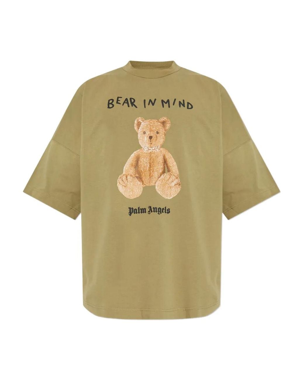 Palm Angels Green Bear Graphic T-Shirt for men