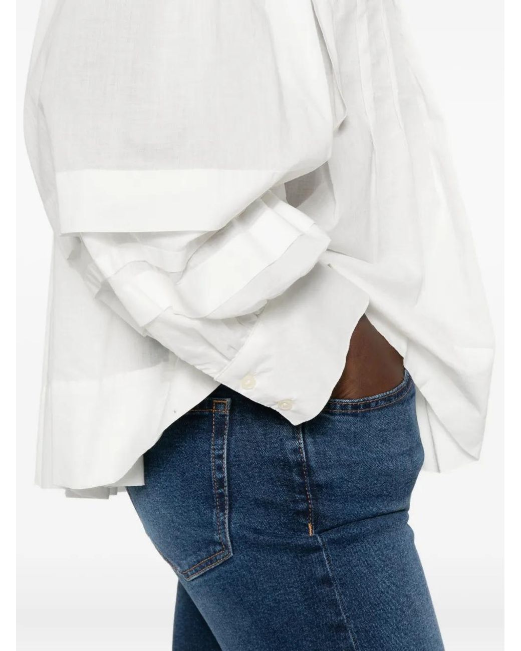 Marc O' Polo Geplooide Button-Up Blouse in het White