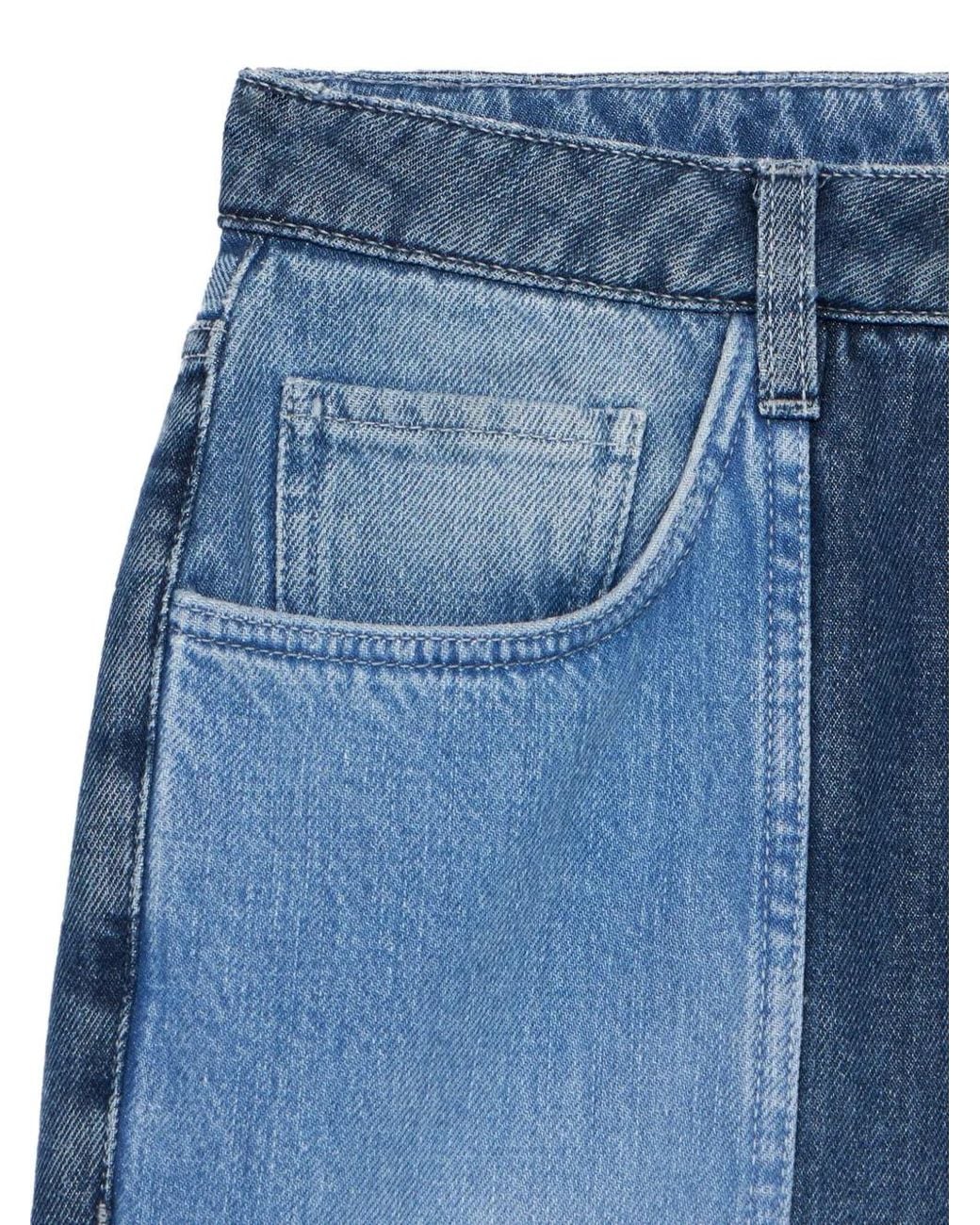 Fortela Blue Patchwork Flared Jeans