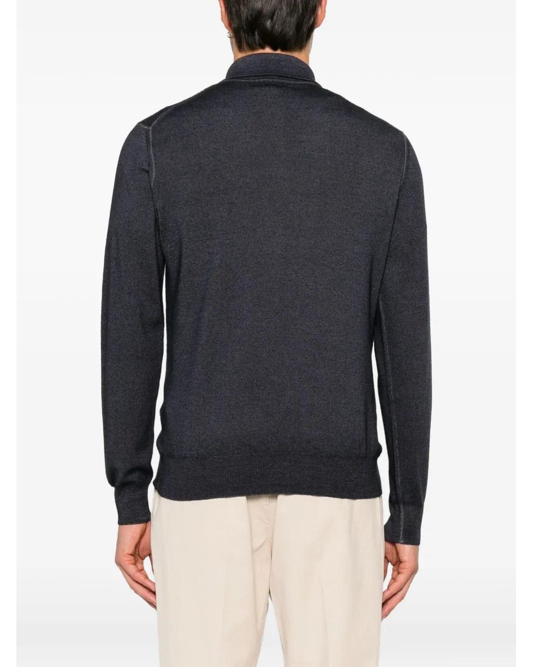 Etro Blue Long-Sleeve Polo Shirt for men