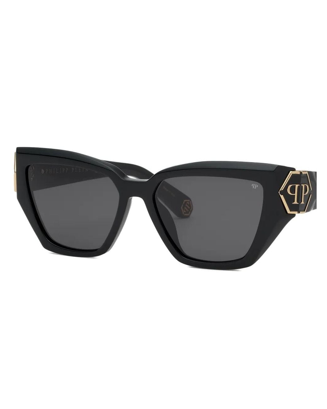 Philipp Plein Gray Plein Brave Logo-Detail Sunglasses