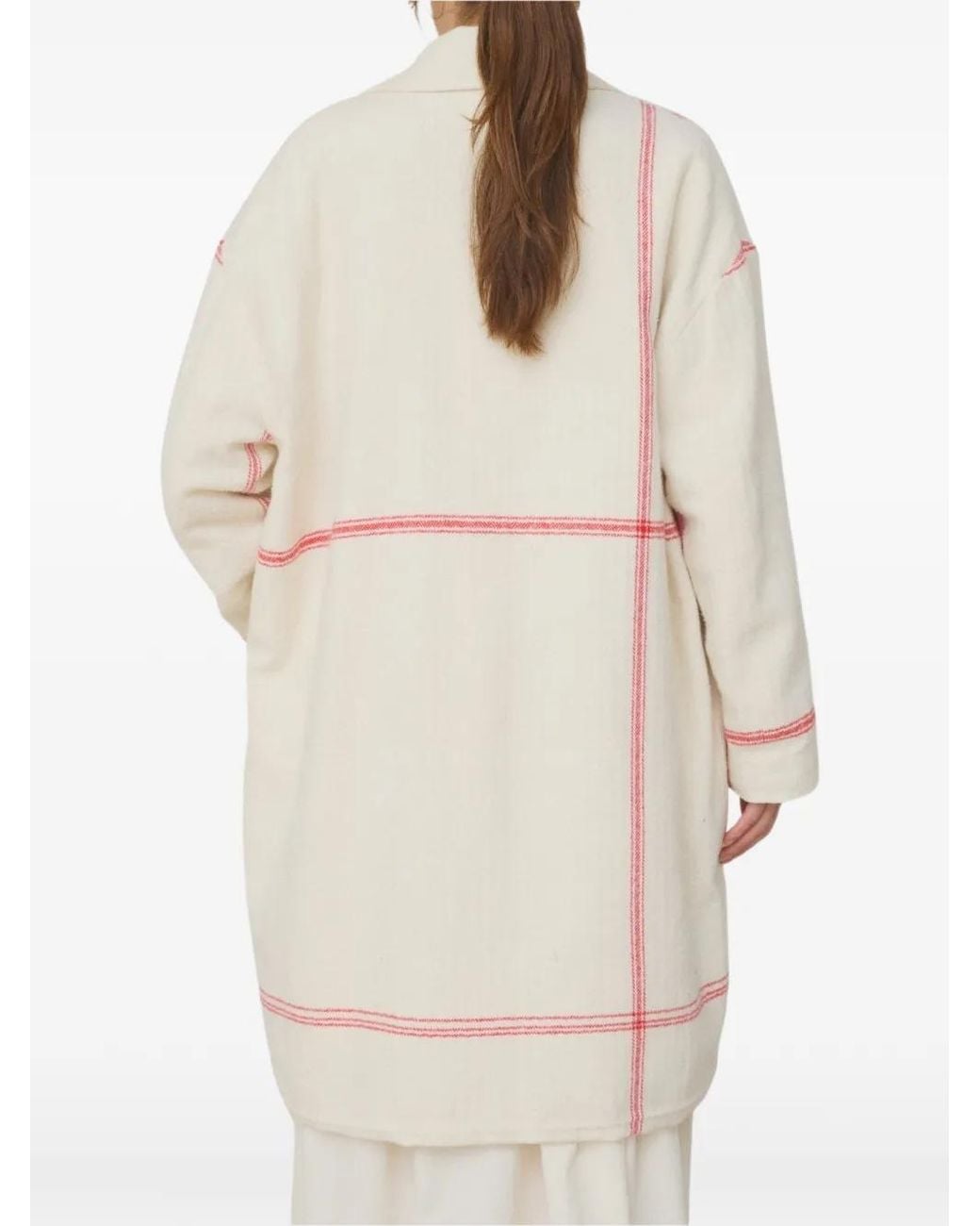 Mii White Milou Check-Pattern Cotton Coat