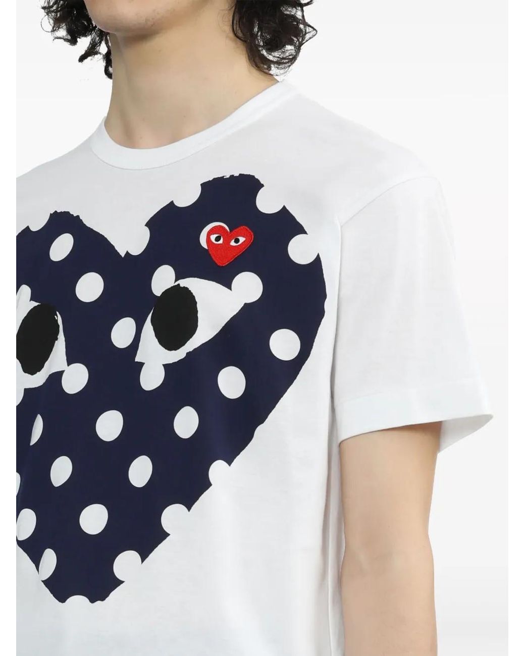 COMME DES GARÇONS PLAY Blue Heart-Print Cotton T-Shirt