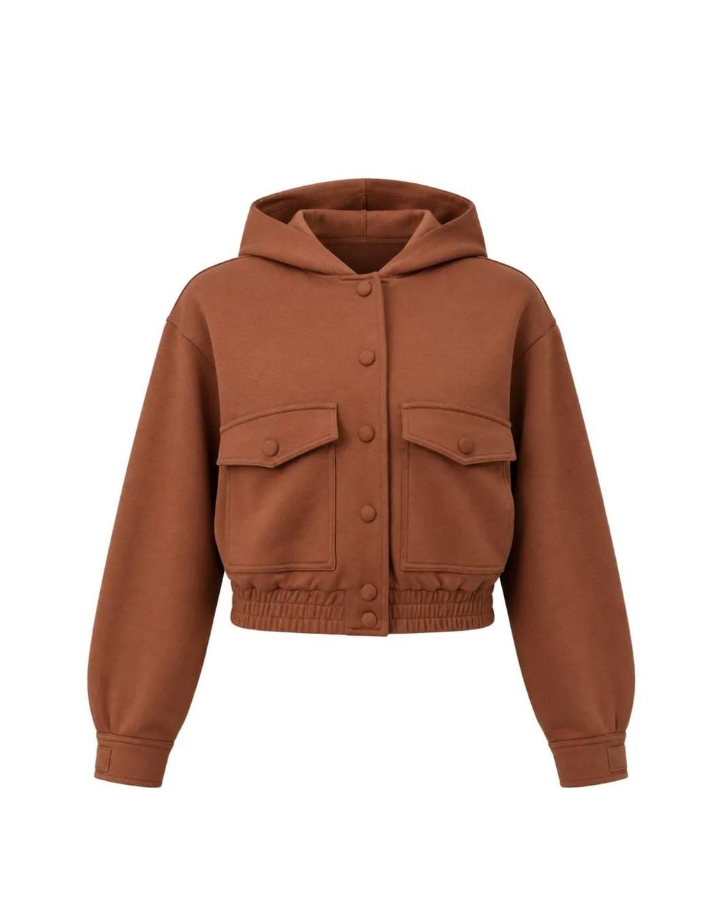 Twinset Brown Button-Up Hooded Jacket