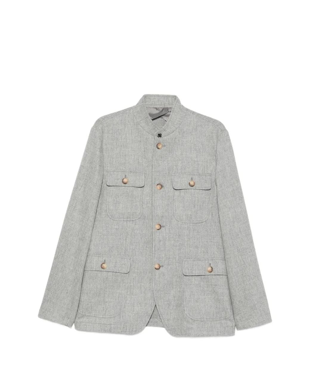 Gran Sasso Gray Button-Up Wool Jacket for men