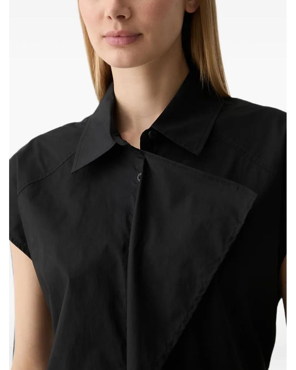 Benetton Black Sleeveless Tie-Belt Midi Shirt Dress