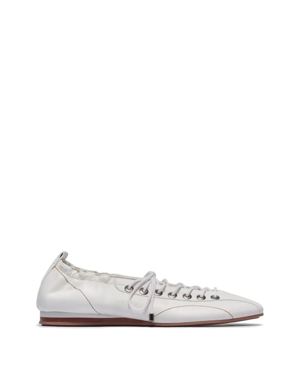 Bernardo White Lace-Up Billie Ballet Flats