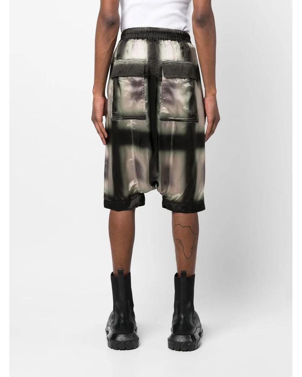 Rick Owens Black Plaid-Print Knee-Length Shorts for men