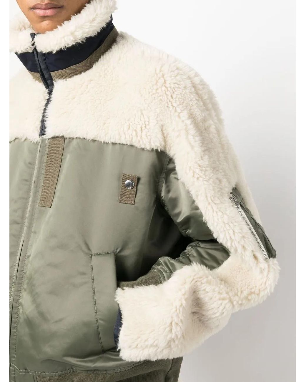 Sacai Green Acai Funnel Neck Jacket for men
