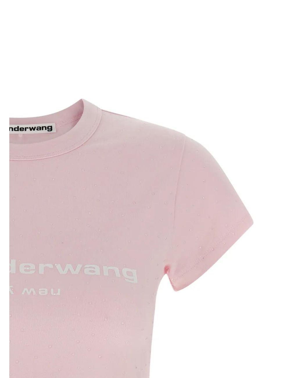 Alexander Wang Pink Crystal Hotfix Logo Cotton Baby Tee