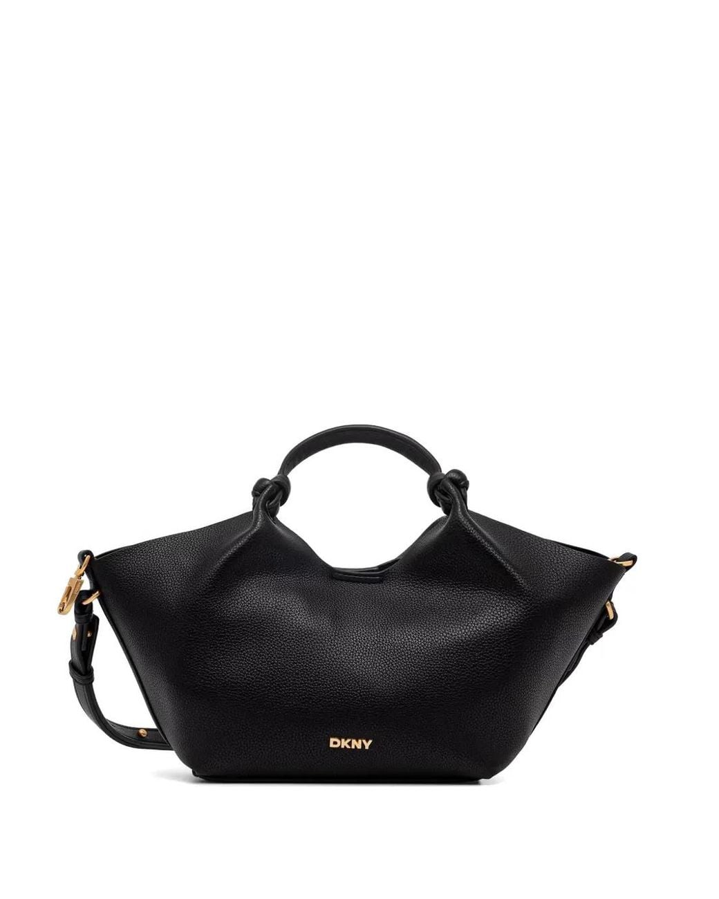 DKNY Black Paula Knotted Pebbled-Leather Tote Bag