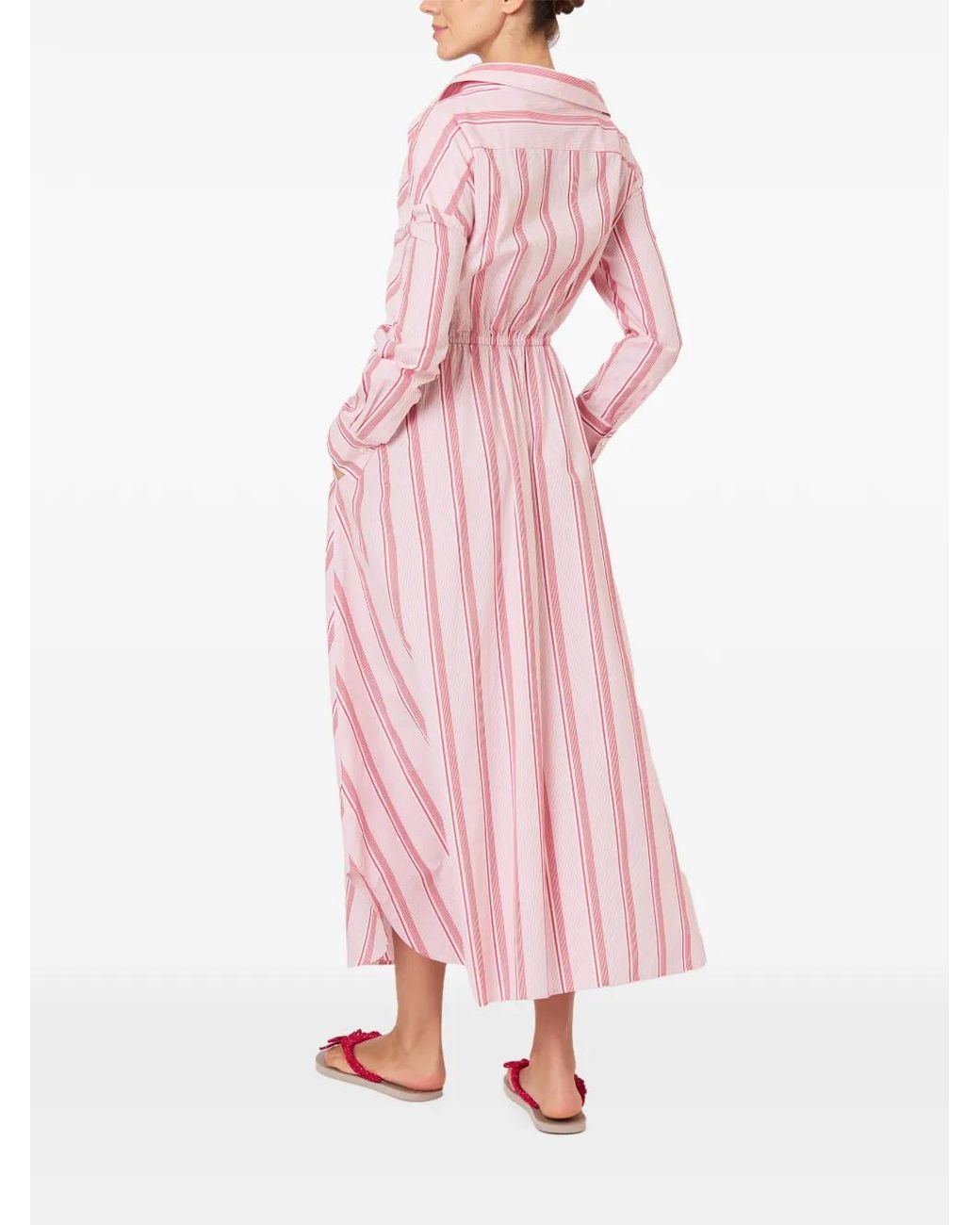 Rosie Assoulin Pink Falling-Shoulder Striped Dress