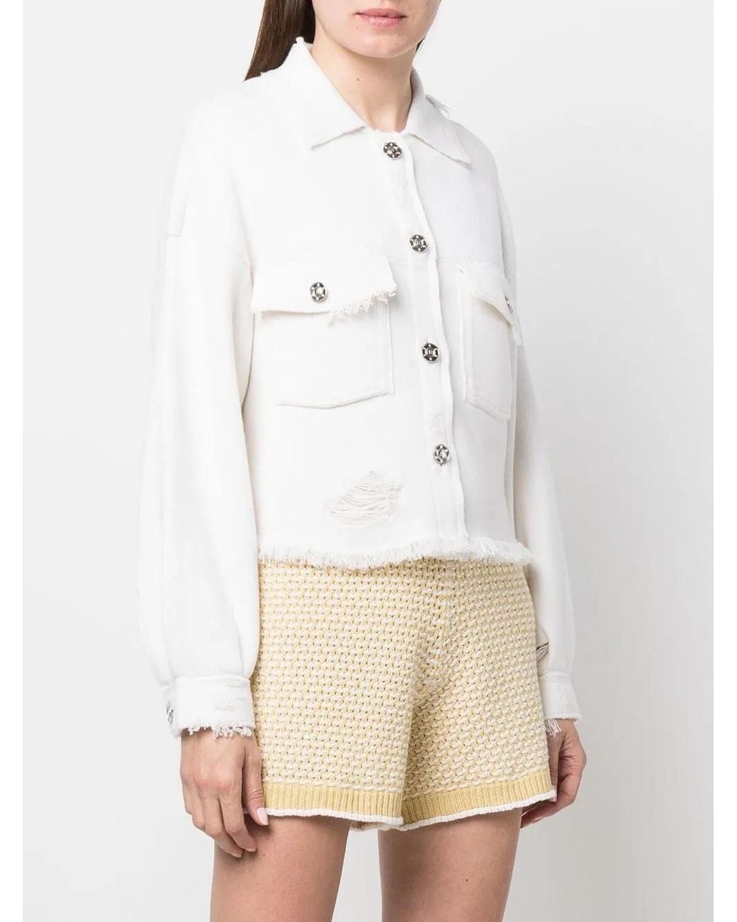 Barrie White Fringed Denim Jacket