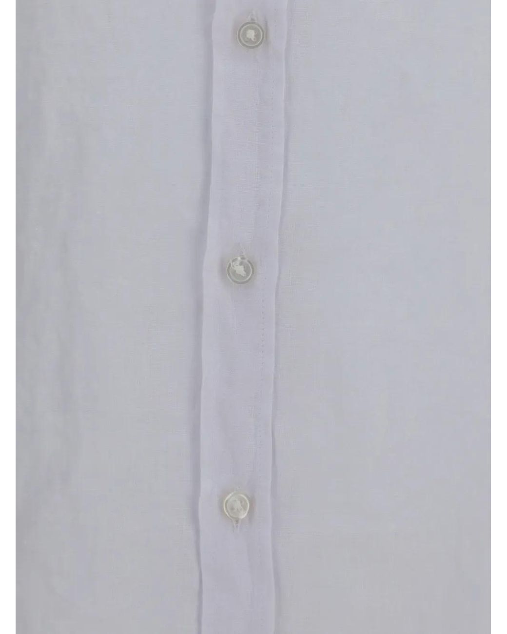 Boss White Button-Down Linen Shirt for men
