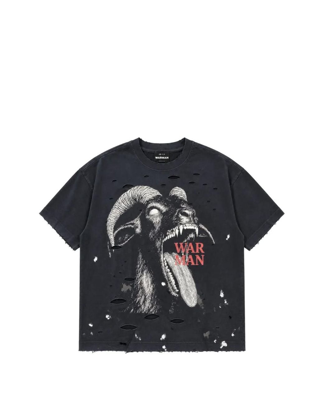 WARMAN Blue Distressed Graphic-Print T-Shirt for men