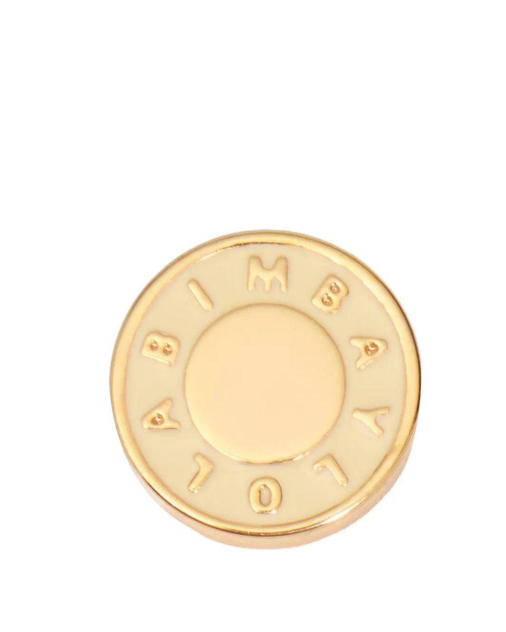 Bimba Y Lola Metallic Ivory Enamel Logo Earrings