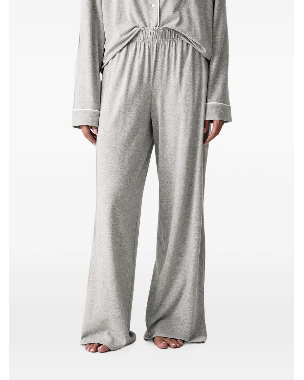 Polo Ralph Lauren Gray Pyjama À Passepoils Et Logo Brodé