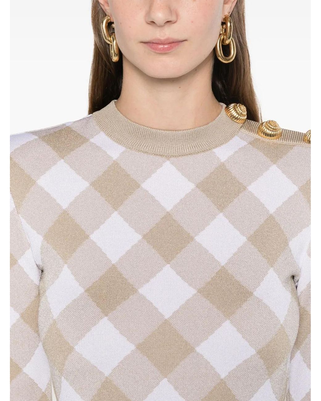 Balmain White Checked Mini Dress