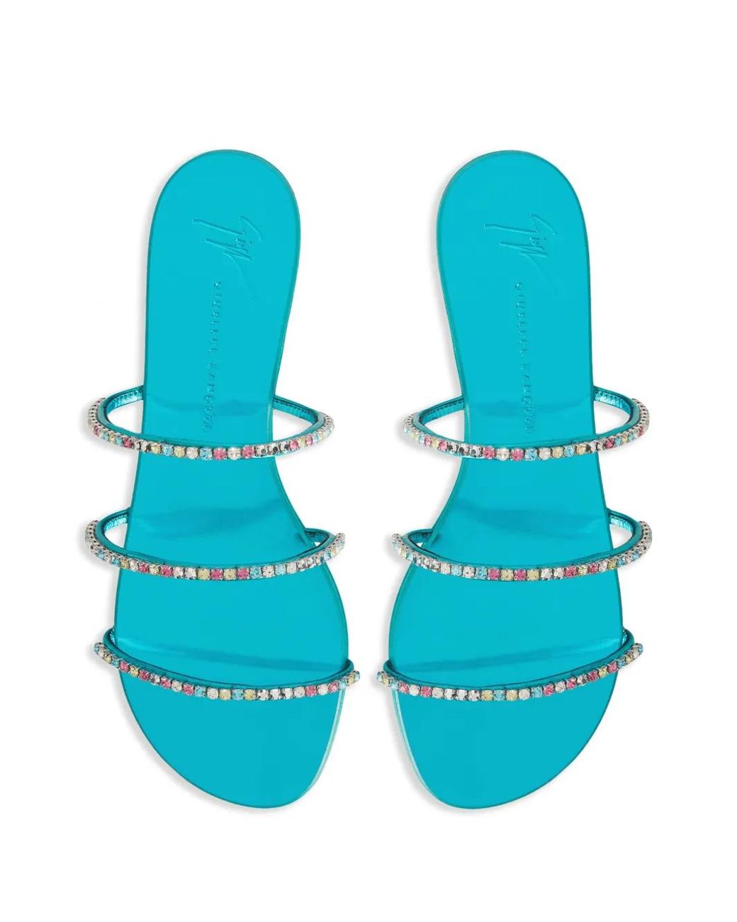 Giuseppe Zanotti Blue Dark Colorful Rhinestone-Embellished Sandals